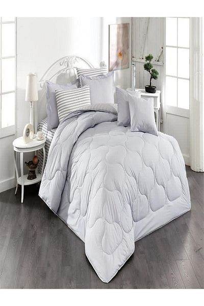 Zarif Home Classic Ranforce King Size Silicone Quilt - Plain/ Striped