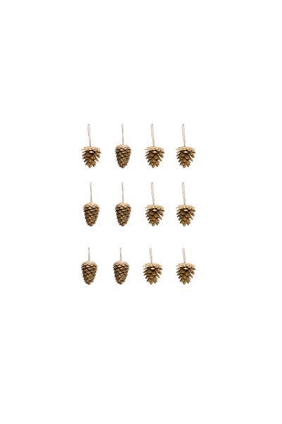 Elfora New Year's Pine Tree Ornament Pinecone 12-Piece Medium Size