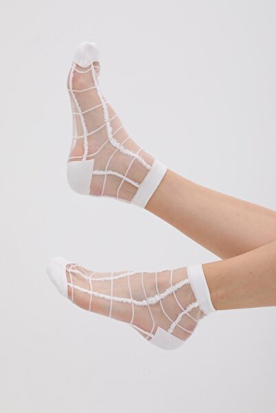 Ollero Kadın Desenli Transparan Şeffaf Çorap 3 Çift