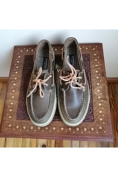 Sperry Top-Sider Unisex Genuine Calf Leather Burnt Brown Antique Laced Rubber Sole Shoes