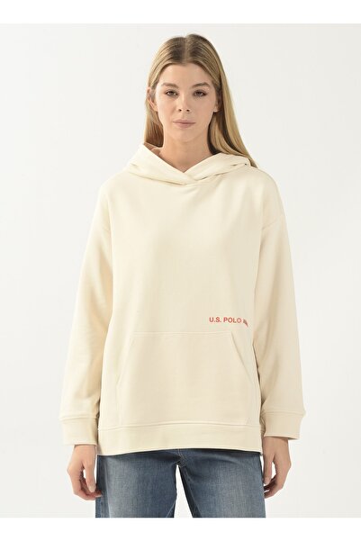 U.S. Polo Assn. ذوي الياقات البيضاء مقنعين البلوز المرأة البيج تعرف