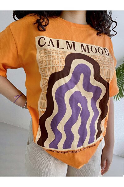 MET AND MARCH Comfortable Mood Printed Oversize T-shirt