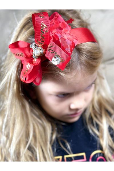 QUEEN AKSESUAR New Year's Eve Luxury Satin Decorated Crystal Jewelled Teddy Bear Star Bow Ribbon Crown Women's Children's Crown