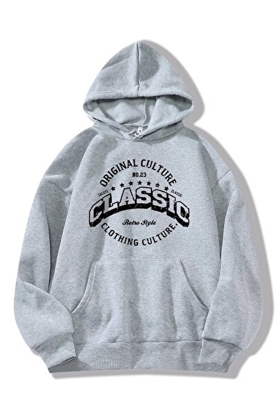 YUVEST Φούτερ Blackrock Unisex Oversize Classic με κουκούλα σε γκρι χρώμα