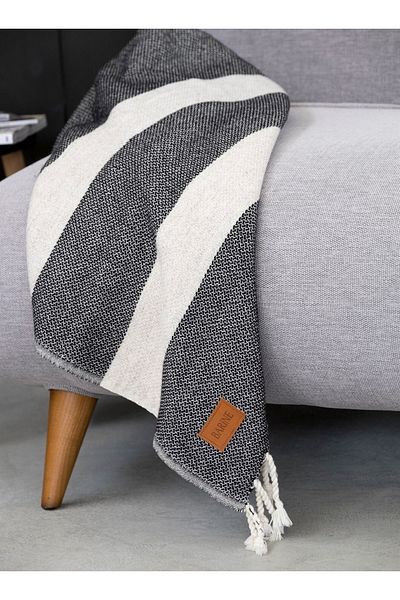 Barine Wool Rice Wool Sofa Throw Blanket Black 125X175