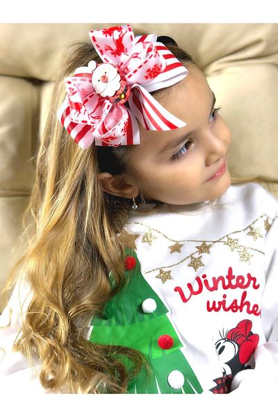QUEEN AKSESUAR New Year's Eve Luxury Velvet Decorated Santa Claus Deer Patterned Bow Crown Women's Children's Crown
