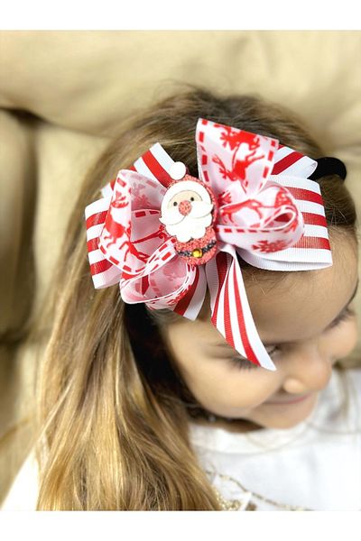 QUEEN AKSESUAR New Year's Eve Luxury Velvet Decorated Santa Claus Deer Patterned Bow Crown Women's Children's Crown