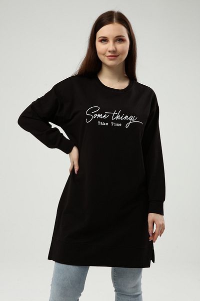 Birol Triko Women's Black Written Tunic