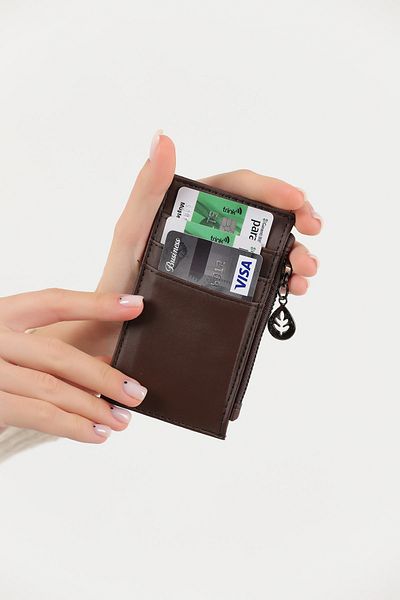 GÜLÇEM butik Unisex 5 Compartment Card Holder Brown