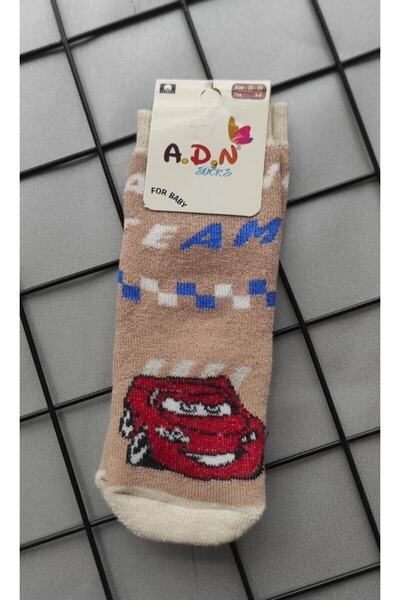 Masal Dünyası Bursa Şimşek Mcqueen Araba Desenli Erkek Çocuk Kalın Havlu Çorap 1-2 Yaş 4 Renk Seçeneği