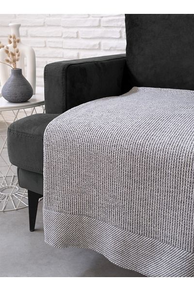 Barine Gray Pergamon Wool Sofa Shawl - 130X170