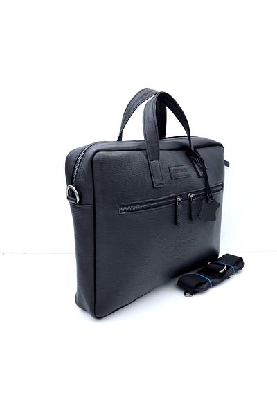 Veskemann Alex Black Polite Genuine Leather Laptop Briefcase