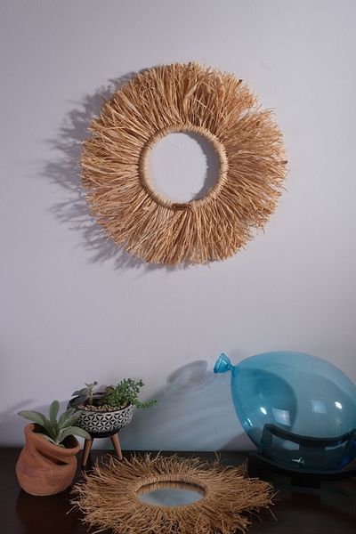 casadilegno Φυσικό στολίδι τοίχου Raffia Bohemian (45 cm)