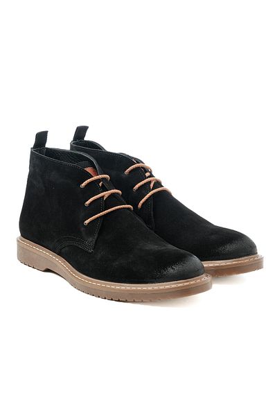 John May Men's Boots Ka-bc10801 Casual Black Suede+tan Bambi