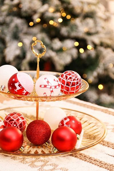 Karaca Home New Year New Year Fun Red 19 Piece Tree Ornament Set with Star Title