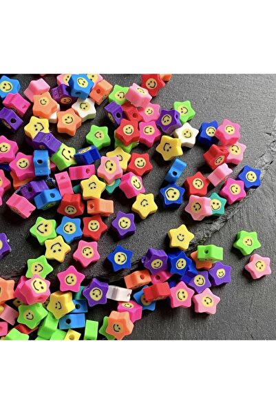 Yumuşakkeçe فيمو خرز فيمو ستار الوجه المبتسم ألوان مختلطة 25 قطعة