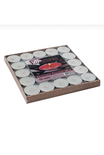 DEKORKMAZ 50’li Tealıght Mum Beyaz 4 Saat Yanan