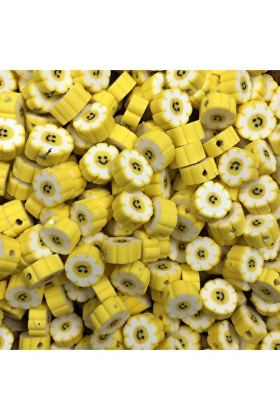 Yumuşakkeçe Fimo perle Fimo žuti cvet nasmejano lice 50 komada