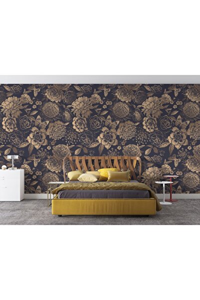 LOTUS AURA Gül Desenli Duvar Kağıdı, Siyah Beyaz Güller Duvar Duvar Resmi