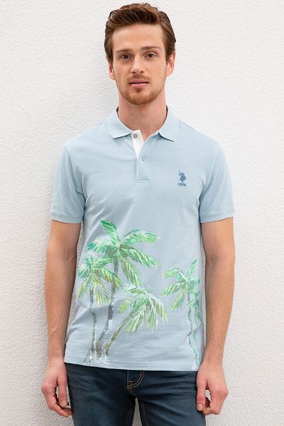 U.S. Polo Assn. Ανδρικό ελαφρύ μπλουζάκι Indigo Polo με λαιμόκοψη