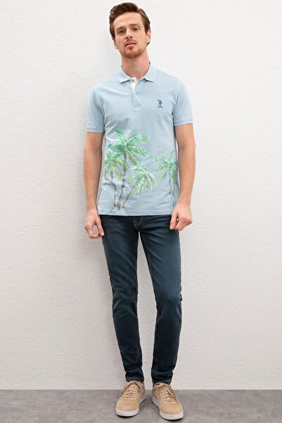 U.S. Polo Assn. Ανδρικό ελαφρύ μπλουζάκι Indigo Polo με λαιμόκοψη