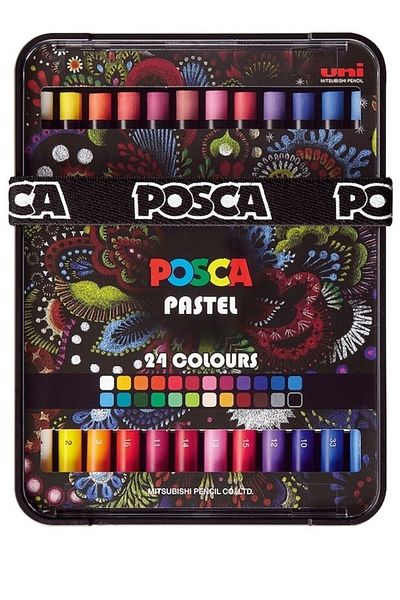 Uni Posca Oil & Wax Pastel Oil Pastel Paint Set 24 Colors Full Size