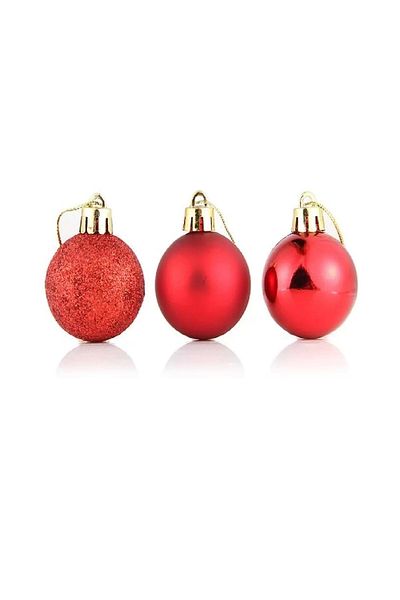 funworld Christmas New Year Ornament Pine Tree Ornament Ball 3.5 Cm 6-Piece Red