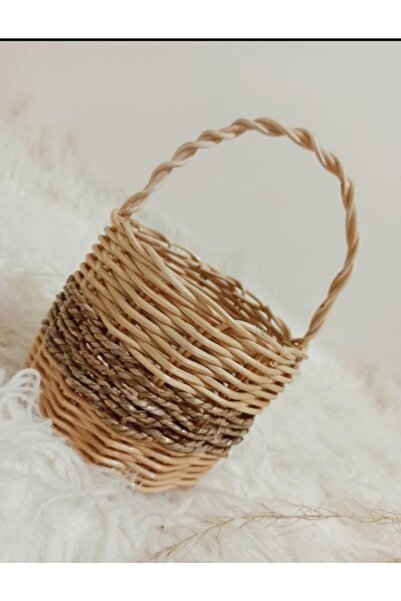 gudelidekor Hasır Bambu Rattan Rafya Sepet Rattan Sepet 12x9 cm