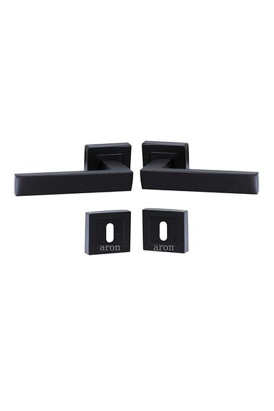 ARON (5 SET) Castle Lama with Square Badge (ROOM TYPE) Door Handle Set Matte Black (5 ROOMS)