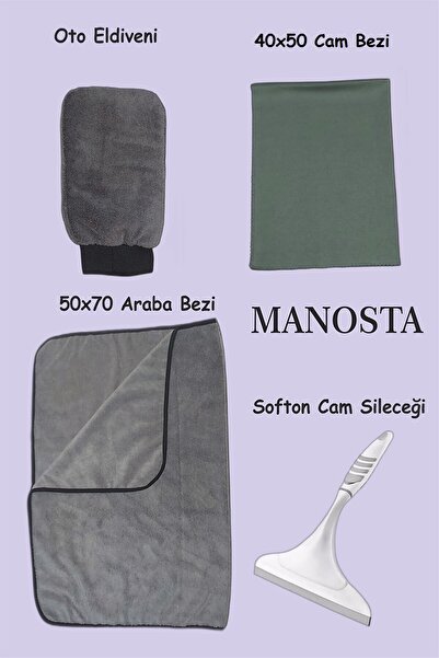 Manosta 4'lü Oto Yıkama Kurulama Araba Silme Mikrofiber Bezi Cam Bezi Oto Eld...