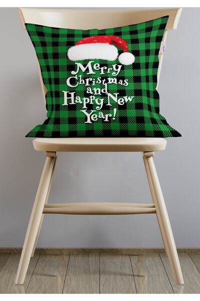 menesahome Коледна калъфка за възглавница с зелен кариран мотив, зелена калъф...