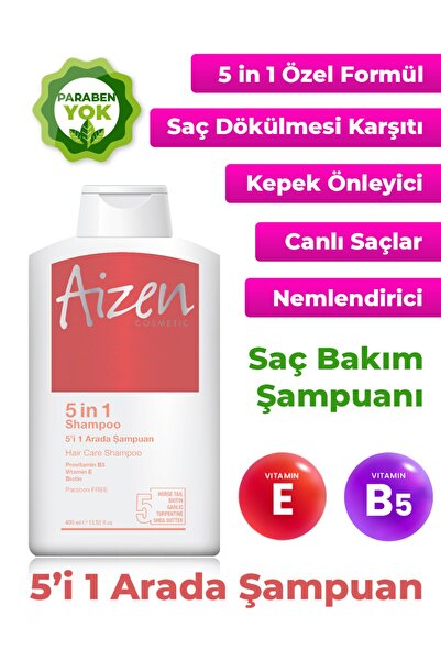 Aizen 5i 1 Arada Saç Şampuanı - 5 Bakım Tek Şampuan - Kepek - Dökülme - Zayıf Saç Telleri 400ml