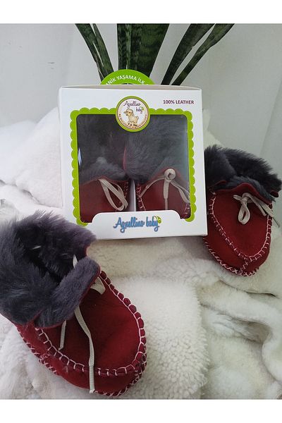 AGNELLİNO BABY Baby Booties Furry Genuine Lambskin