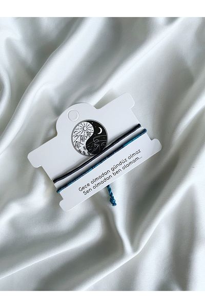Atölye Merdiven Ying Yang Couple Bracelet Set of 2 Doesn'T Be Without You Bff, Couple, Dating, Lover Bracelet