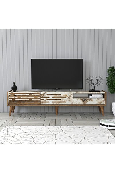 Variant Mobilya Valensiya Tv Ünitesi - Ceviz / Beyaz Mermer