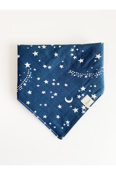 Le Petite Histoire Double Layer 100% Cotton Navy Blue Star Muslin Baby Drool ...