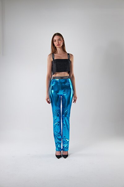 Lasiento Metallic Mavi Pantolon