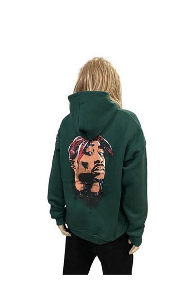 Teknik Φούτερ Tupac 2 Pac 3 Thread Unisex Oversize με κουκούλα