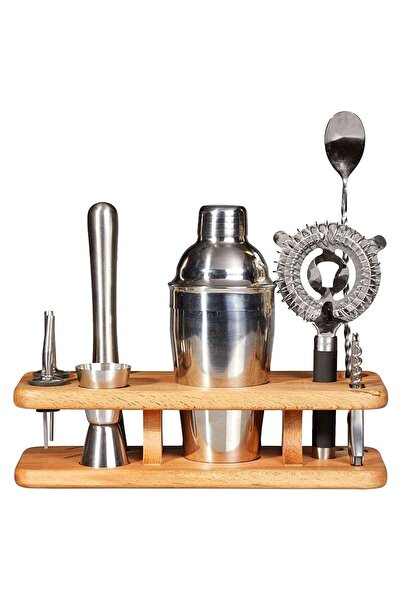 Genel Markalar Groovy Kokteyl Sheaker Seti, Ahşap Standlı