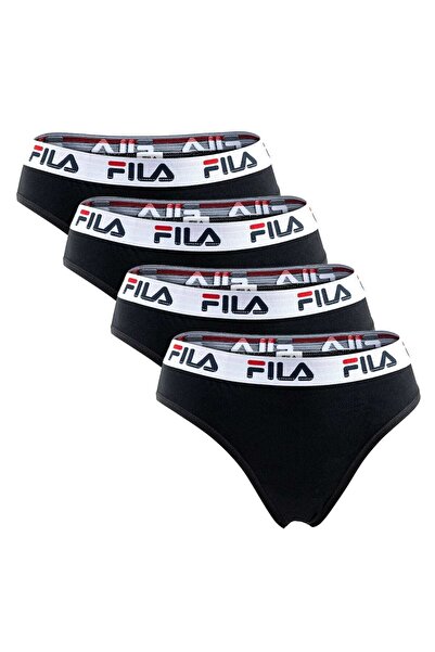 FILA Damen Brazilian Slip - 4er Pack, Logo-Bund, Cotton Stretch, einfarbig
