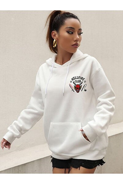 DEEPSENCE Γυναικείο φούτερ με κουκούλα Owersize Hellfire Culup με στάμπα