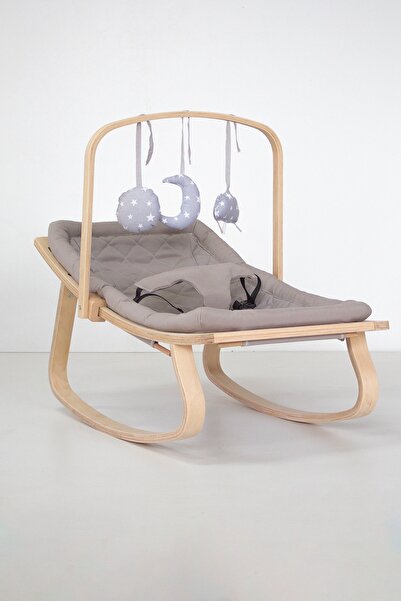 Babycom Naturel Ana Kucağı Gri - Oyuncaklı - Gri Yıldızlı