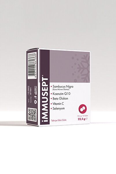 İmmusept Kara Mürver Koenzim Q10 Beta Glukan Vitamin C Çinko 30 Tablet