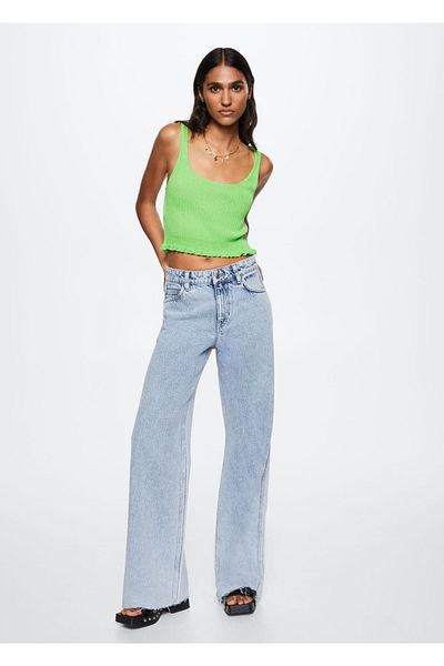 MANGO Woman Gerippte, kurze Bluse