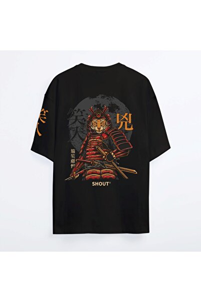 Shout Unisex Μαύρο Oversize Limited Edition Samurai Tiger T-shirt