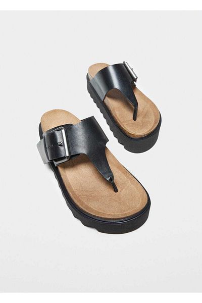 MANGO Woman Plateausandalen aus Leder