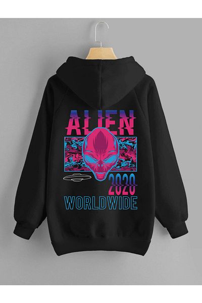 DEEPSENCE Unisex Hooded Sweatshirt Alien Print