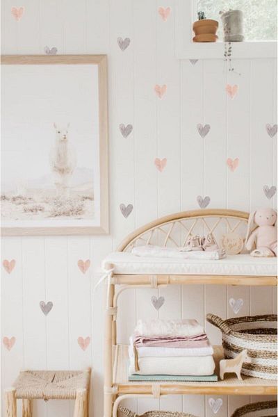 Piksel Grafik Pastel Hearts Wall Sticker