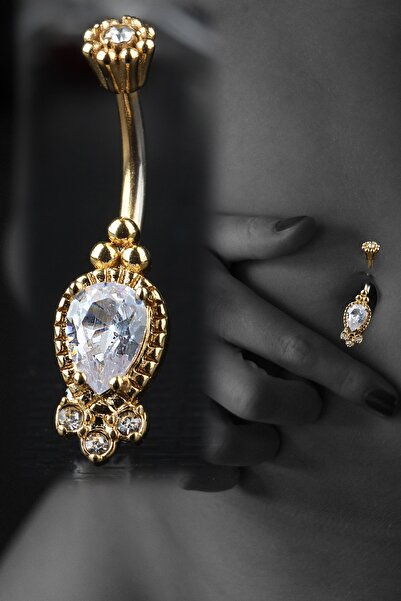 depozoom Antik Damla Zirkon Mod Göbek Cerrahi Çelik Piercing