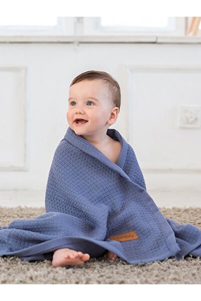 Caline Baby بطانية أطفال من القطن باللون الأزرق مقاس 115×100سم للجنسين